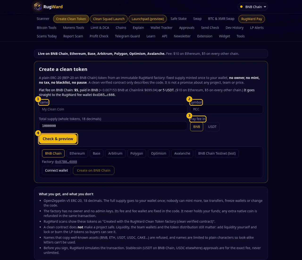Create a clean token