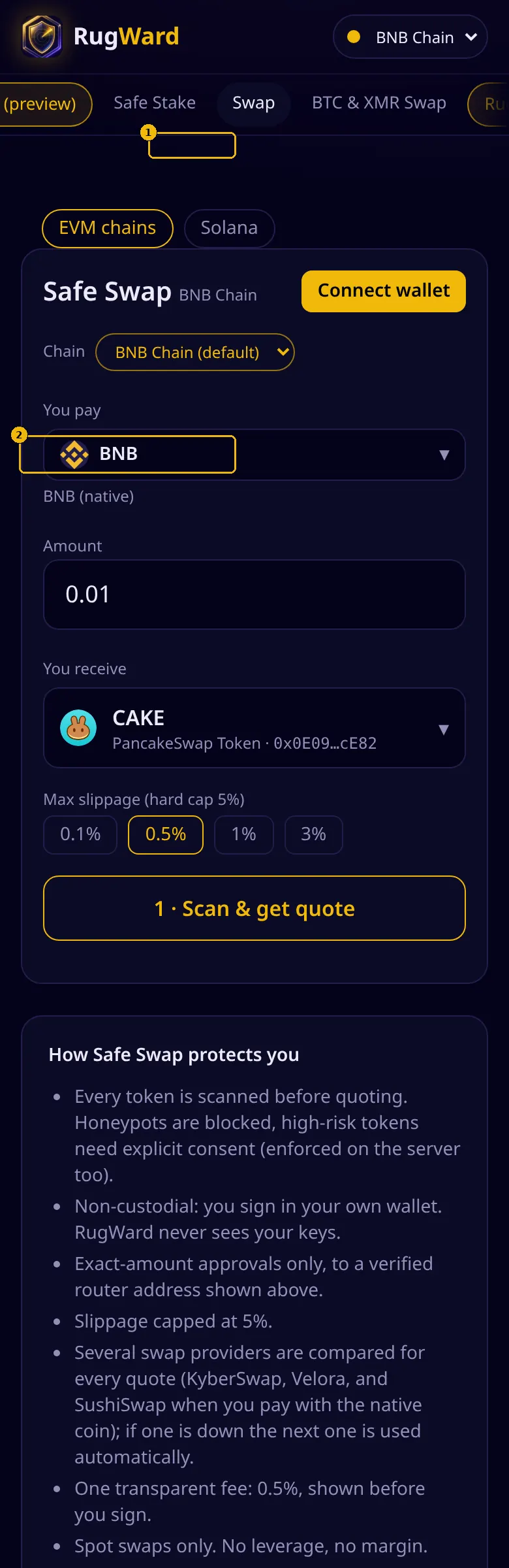 Safe Swap على الهاتف